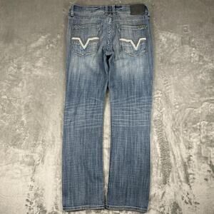 Salvage Mens Mayhem Boot Regular Fit Jeans 34 Blue Distressed Preppy Cowboy